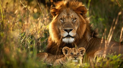 Fototapeta premium Lion. Photography of wild animal in natural habitat.