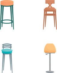 Assorted chairs collection illustration for furniture design on isolated white background. Showcasing a variety of seating options for interior home decor in a modern. Minimal. And contemporary style
