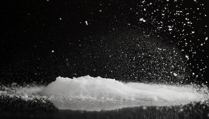 photo image of falling down snow heavy big small size snows freeze shot on black background isolated overlay fluffy white snowflakes splash cloud in mid air real snow throwing