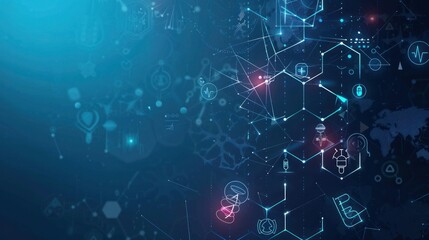 Abstract medical, technology, innovation medicine, health, science and research background with icons and symbols