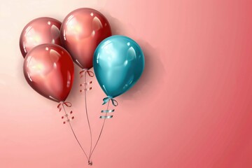 Happy birthday card with luxury balloons and ribbon. 3d realistic style. vector illustration for design.