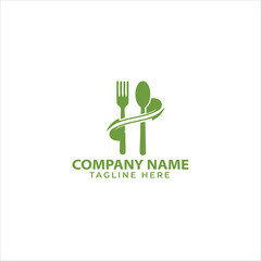 Fototapeta premium Fork leaf organic logo design. Healthy food icon 