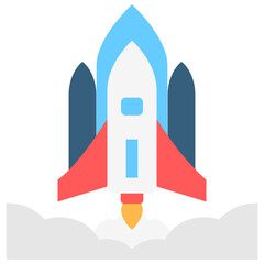 Obraz premium Rocket launch multi color icon, related to education and technology theme. use for modern concept, web and app development.