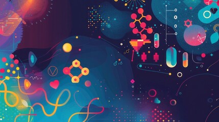 Abstract medical, technology, innovation medicine, health, science and research background with icons and symbols