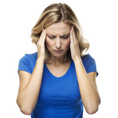 Woman Experiencing Headache While Holding Her Temples
