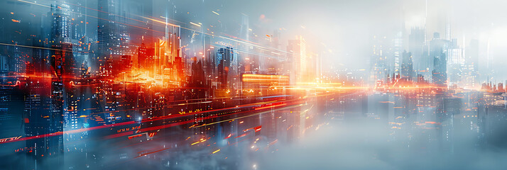 Fototapeta premium Urban Tech Structure: Cutting-Edge Innovation Abstract Illustration