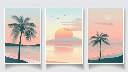 Obraz premium Collection of tropical theme design for poster greeting card books