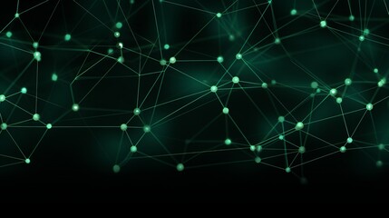 A digital abstract background with interconnected lines and nodes on a dark green background. Ideal for technology, networking, and digital concepts.