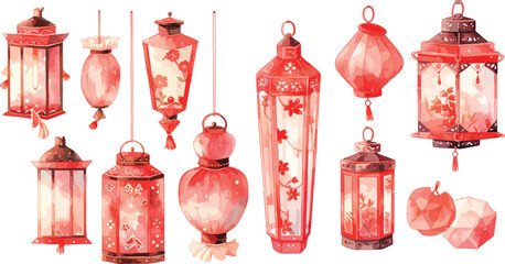chinese red lantern clipart vector for graphic resources   © dian's