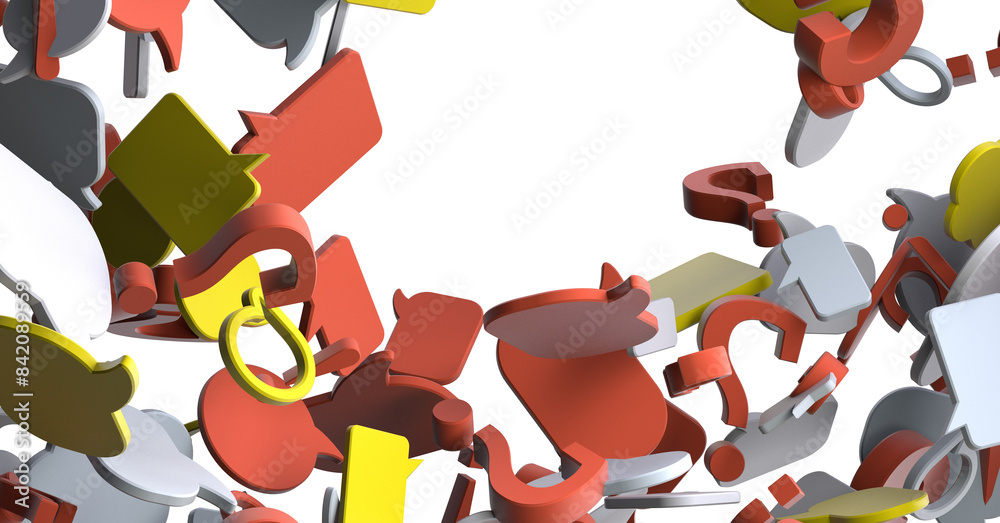 Poster touching 3D rendering flying email icon with his fin
