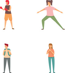 Illustration collection featuring individuals engaged in various actions like sports and casual poses
