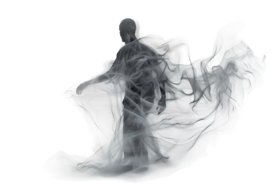 Moving Object Leaving Behind Ghostly Trail Isolated on Transparent Background