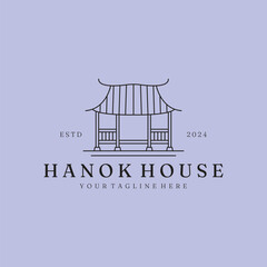 Fototapeta premium logo Hanok house linear simple vector icon illustration design
