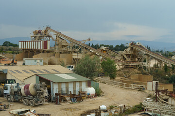 Industrial Mining Facility With Conveyor Belts and Machinery