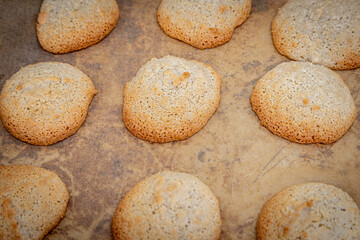 Biscuits just removed from the oven, with selective focus