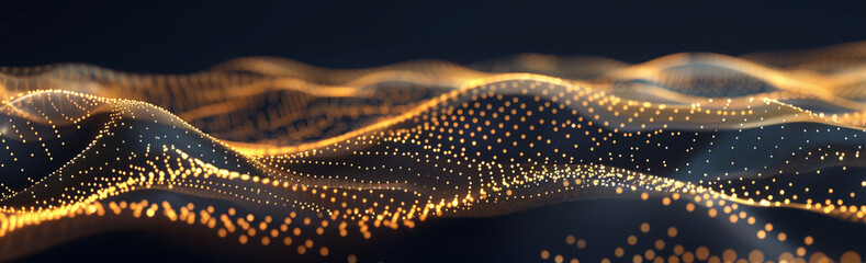 Digital Landscape with Golden Dots