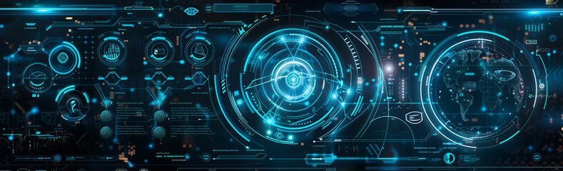 Obraz premium Futuristic Digital Interface with Blue Waves