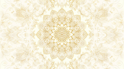 Delicate Golden Mandala on Cream Background