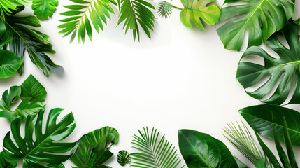 Fototapeta premium Tropical Leaf Frame with White Background