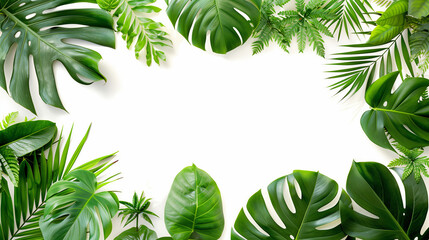 Naklejka premium Tropical Leaf Frame with White Background