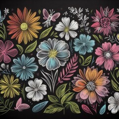 Wrapped in Colorful Creativity: Chalk Drawings of Various Blooms