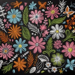 Wrapped in Colorful Creativity: Chalk Drawings of Various Blooms
