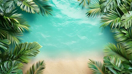 Tropical paradise beach with palm trees and turquoise water