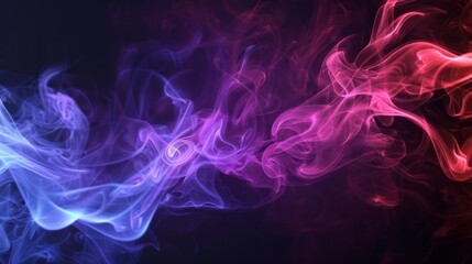 Obraz premium vivid and colorful abstract image of swirling smoke in vibrant shades of purple, blue, pink, and orange. The dynamic and fluid shapes create a mesmerizing effect