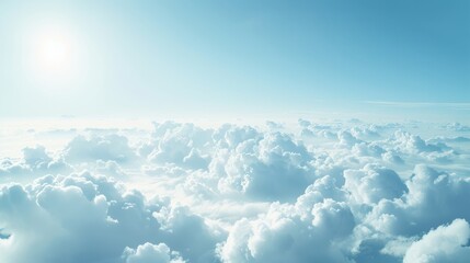 Fototapeta premium High nature view large white clouds on soft sky background in the morning, View of white cloudy on the plane.