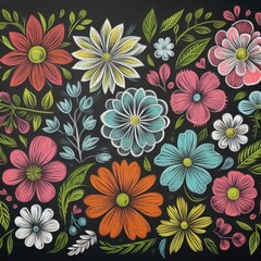 Wrapped in Colorful Creativity: Chalk Drawings of Various Blooms