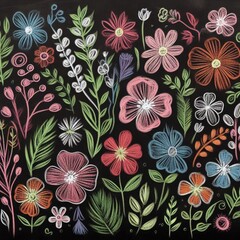 Wrapped in Colorful Creativity: Chalk Drawings of Various Blooms