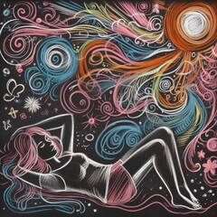 Tranquil Exploration: Abstract Artwork with Relaxing Chalk Accents