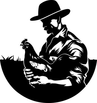 recommend clip art: Silhouette of Farmer with Chicken - Tradition and Livelihood in Agriculture