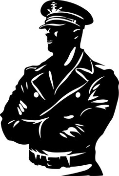 recommend clip art: Silhouette of Military Officer in Uniform Representing Authority and Discipline