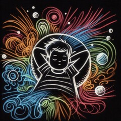 Tranquil Exploration: Abstract Artwork with Relaxing Chalk Accents