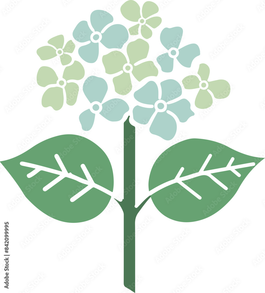 Sticker Minimalist Floral Graphic with Leaves Representing Growth and Simplicity