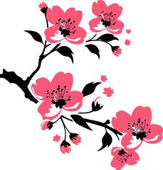 Stylized Cherry Blossom Branch - Symbol of Beauty and Renewal