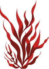 Stylized Red Seaweed Illustration Symbolizing Growth and Nature