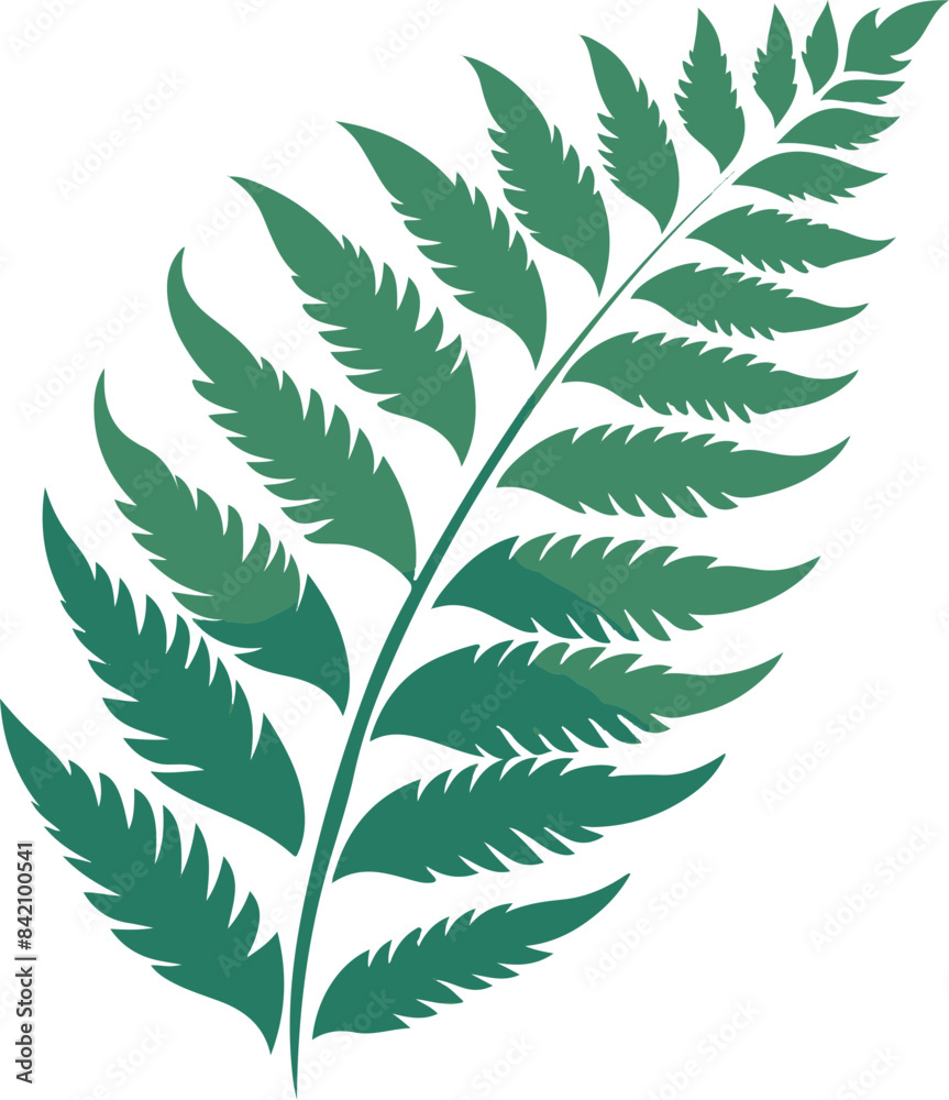 Poster Stylized Green Fern Leaf Symbolizing Nature and Growth