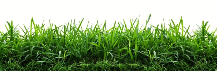 Fototapeta premium green grass border isolated on white background, studio shot
