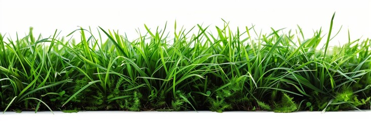 Fototapeta premium green grass border isolated on white background