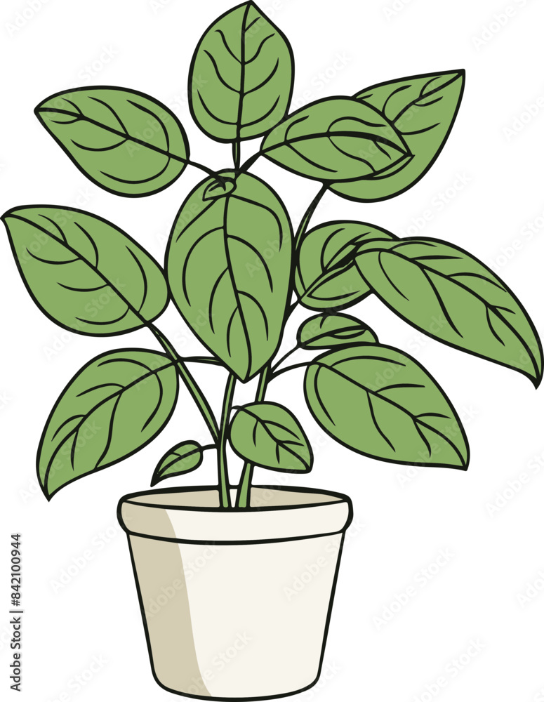 Poster Modern Cartoon Potted Plant Symbolizing Growth and Nature