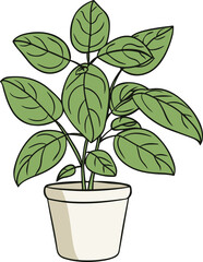 Modern Cartoon Potted Plant Symbolizing Growth and Nature