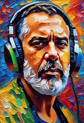 Man in headphones art