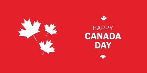 Canada Day vector banner with maple leaf on red isolated background. Poster, placard, web banner.
