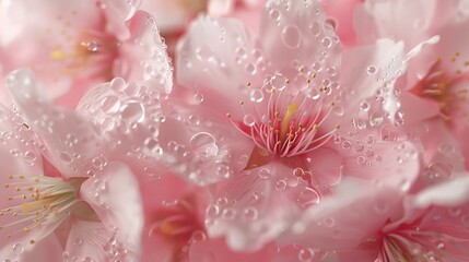 Glistening Raindrops on Cherry Blossom Petals A Captivating Symbol of Freshness and Revival