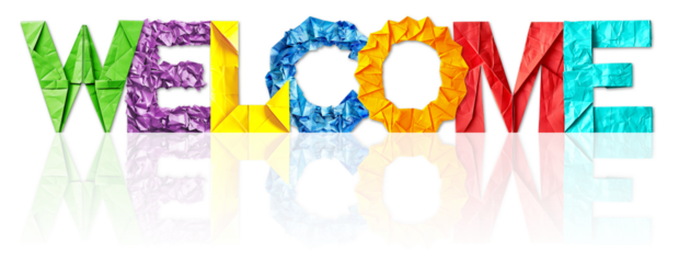 Colorful Paper Letters Shaping the Word Welcome Isolated on White and PNG Transparent Background