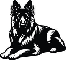 High-Quality German Shepherd Silhouette Vector Illustration