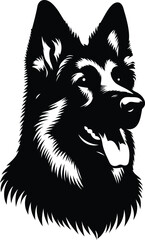 High-Quality German Shepherd Silhouette Vector Illustration