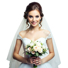 Naklejka premium beautiful bride with bouquet